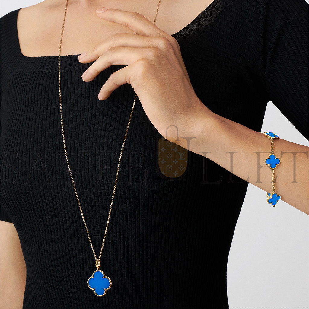 VAN CLEEF ARPELS VINTAGE ALHAMBRA BRACELET, 5 MOTIFS - YELLOW GOLD, AGATE  VCARP34900